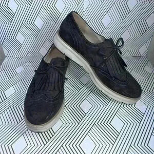 Limelight Grey Classic Suede Fringe & Tassel Oxford Loafers Woman's Size 9 1/2